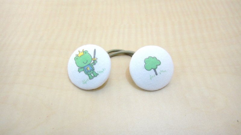 Hand-feel Cloth Button Hair Bundle-The Frog Prince - Hair Accessories - Other Materials Green