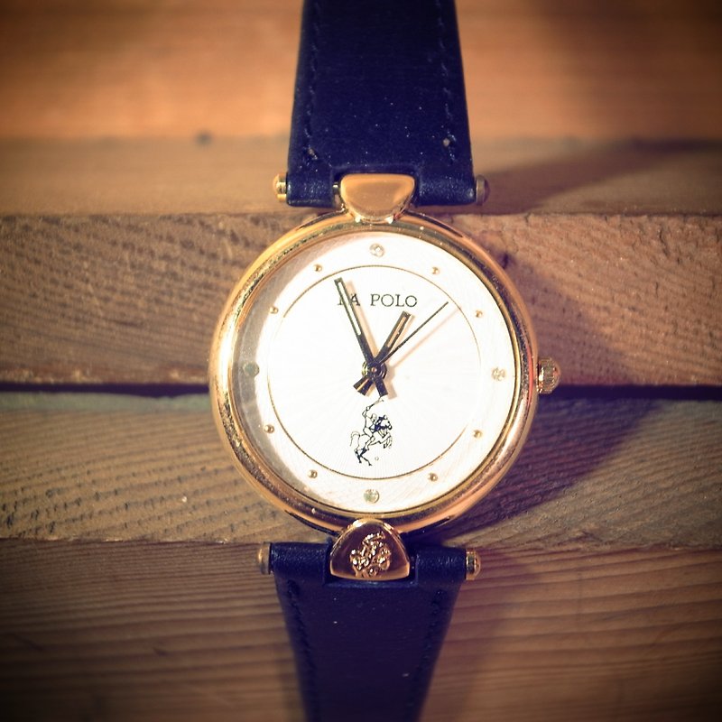 [ 老骨頭 ] 早期 古董 造型 LA POLO 石英錶 VINTAGE 古董 RETRO 古董錶 復古 - นาฬิกาผู้หญิง - โลหะ สีทอง