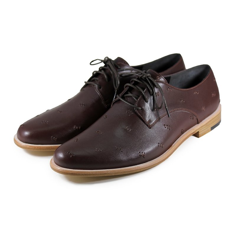 Derby shoes Snowdrop M1091 Stitching Brown - Men's Leather Shoes - Genuine Leather Brown