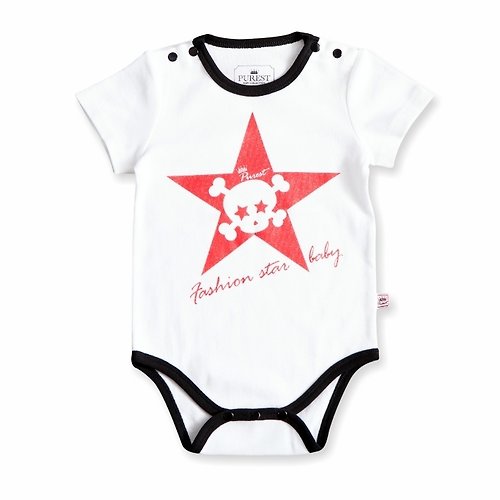 PUREST baby collection PUREST 來自星星的搖滾骷顱頭 寶寶 短袖 連身包屁衣