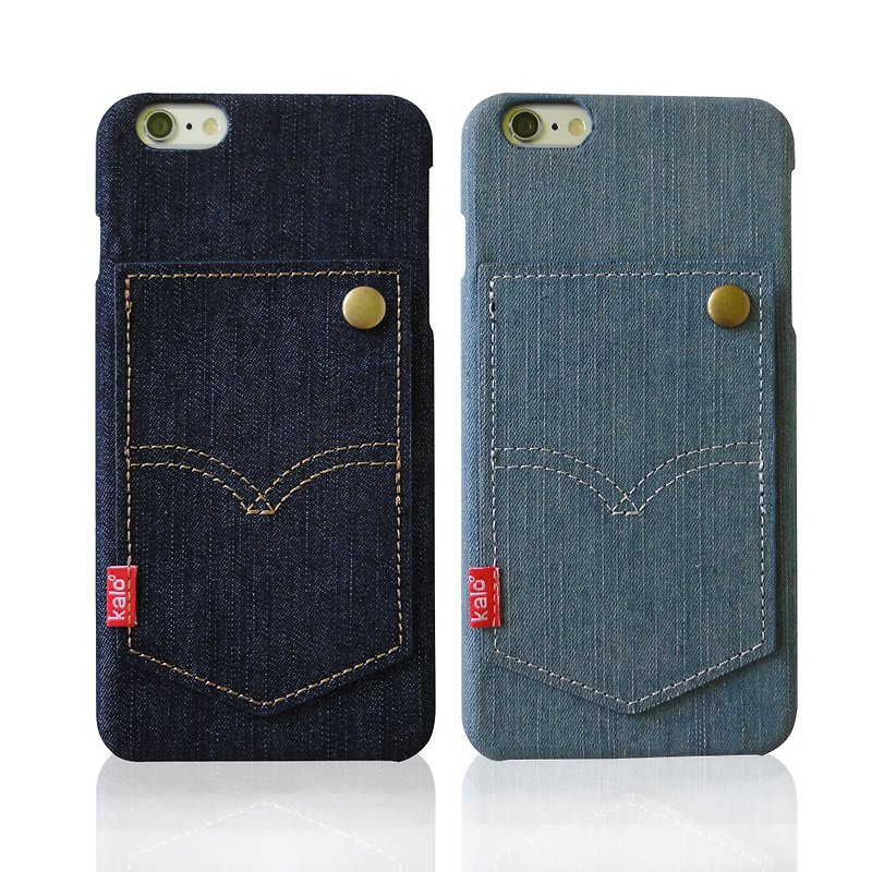 【Kalo】Kalo iPhone6 Plus Denim IC card Back Cover - Phone Cases - Other Materials Blue