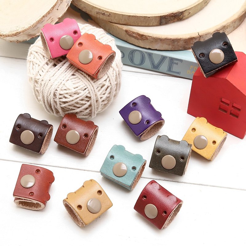 Genuine Leather Cable Organizers Multicolor - Tinny real leather handmade hubs commonly found in the wishing area (a set of four)