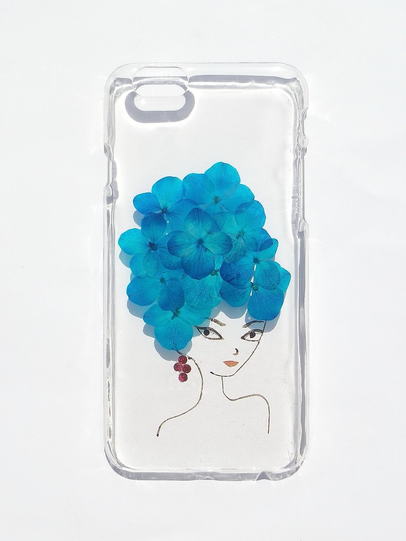 Handmade phone case, Pressed flowers phone case, Fit for iPhone 6, Lady - เคส/ซองมือถือ - พลาสติก สีน้ำเงิน
