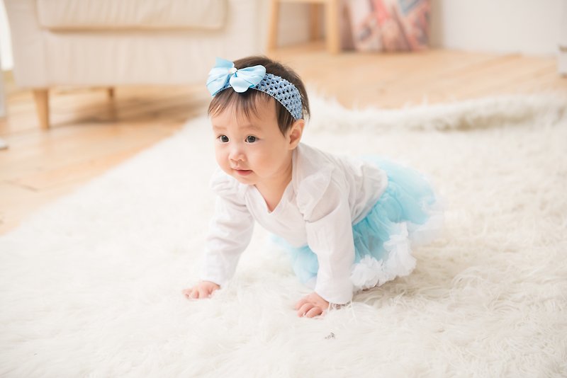 女嬰雪紡蓬蓬裙連身衣 –冰雪奇緣(長袖) - 其他 - 棉．麻 藍色