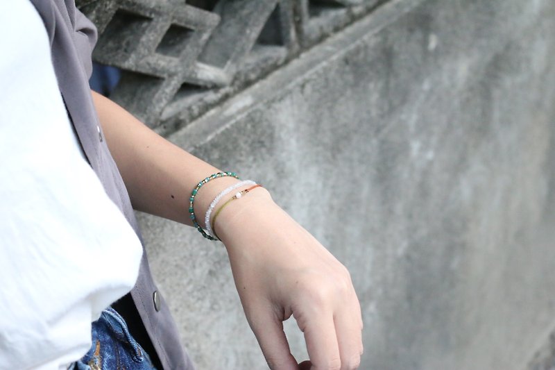 <☞ HAND IN HAND ☜> natural pearl - soft bracelet (0770) - Bracelets - Gemstone Brown