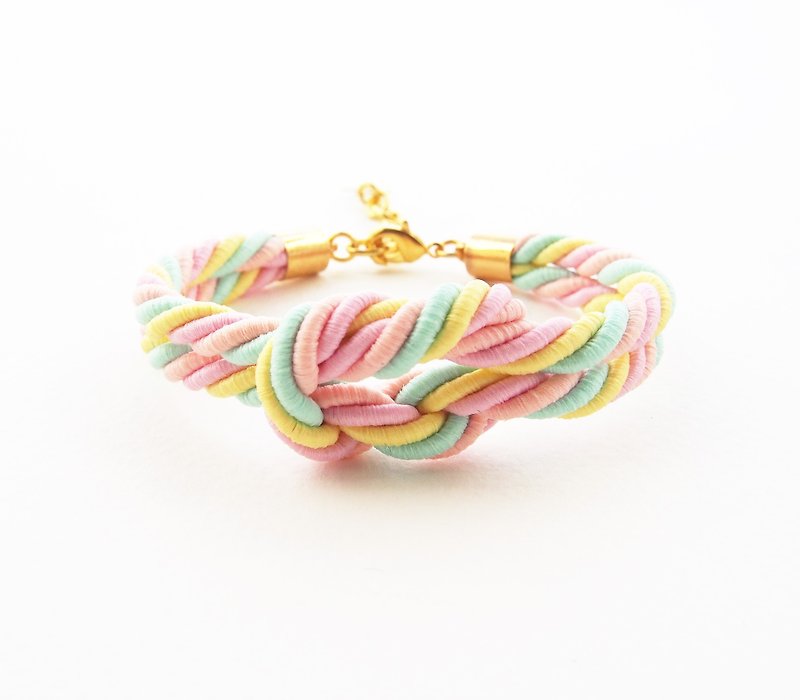 Marshmallow bracelet - marshmallow jewelry - marshmallow accessories - tie the knot bracelet - pastel bracelet - cute bracelet - kawaii - สร้อยข้อมือ - วัสดุอื่นๆ หลากหลายสี