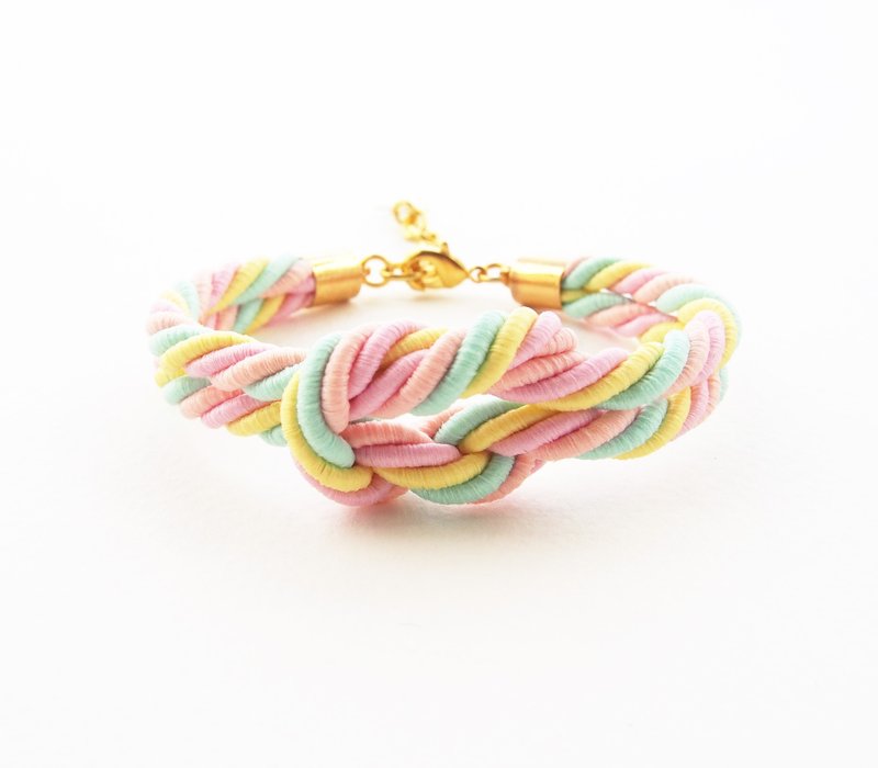 Marshmallow bracelet - marshmallow jewelry - marshmallow accessories - tie the knot bracelet - pastel bracelet - cute bracelet - kawaii. - 手鍊/手環 - 其他材質 多色