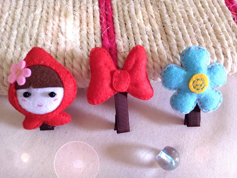 Non-woven ~ hairpin three groups ~ Q baby. Minnie bow. Flower clip - Hair Accessories - Other Materials Multicolor
