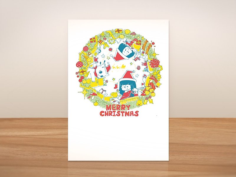 五芒星/活気のあるクリスマスサークル-ポストカード - カード・はがき - 紙 ホワイト