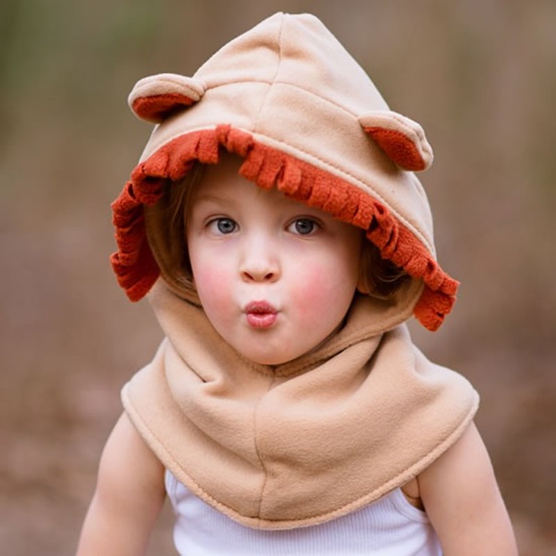 Italy Mondo Rotondo neck circumference + hooded design Little Lion Warm Hat circumference 2-5 years old - Bibs - Other Materials Gold