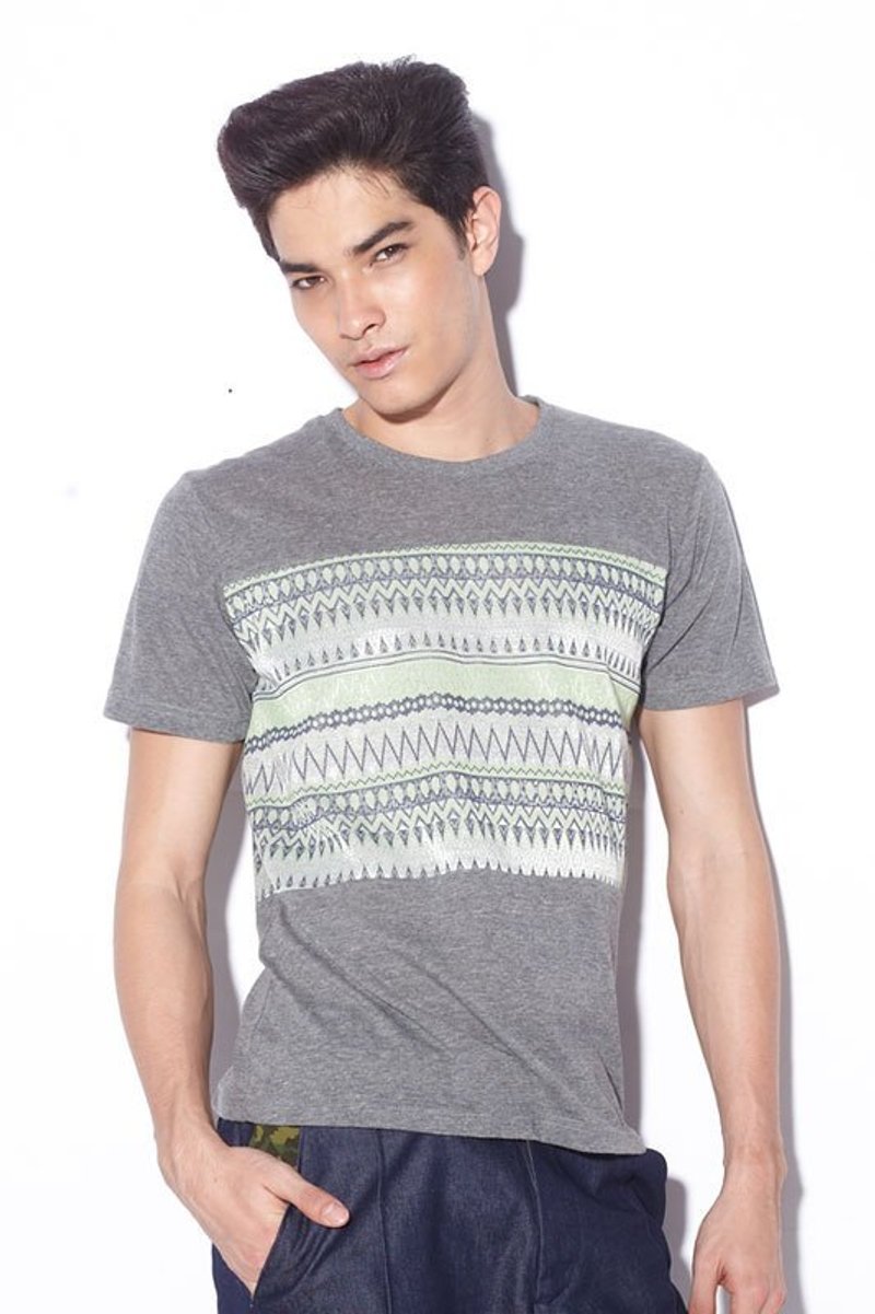 Stone'As Jacquard Tee 電腦提花民俗T-shirt (綠色) - 女 T 恤 - 其他材質 綠色