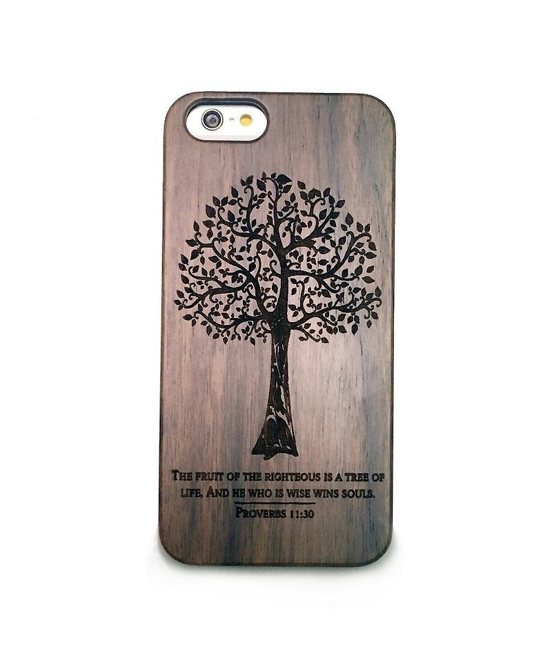 手工客制實木iPhone三星手機殼,純木手機殼,個性禮品,幸運樹 - 手機殼/手機套 - 木頭 