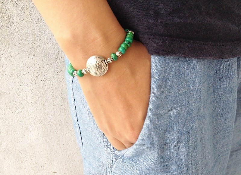 Natural Stone Bracelet - Replica Green - Retro Trend (Green / Vintage / Personality / Accessories) - สร้อยข้อมือ - เครื่องเพชรพลอย สีเขียว