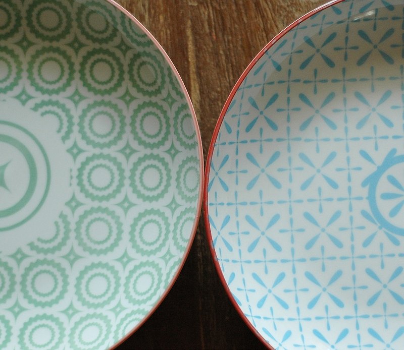 地中海復古瓷磚深盤2入(大) - Small Plates & Saucers - Other Materials Green