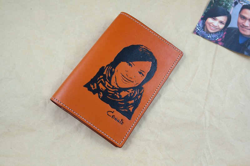 APEE leather handmade ~ extension image passport holder ~ honey citrus - Passport Holders & Cases - Genuine Leather 