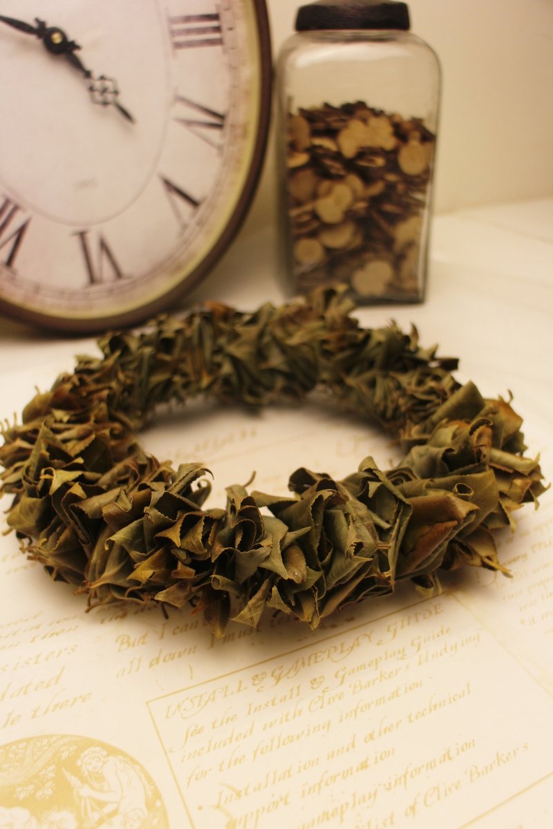 手作乾燥山茶花葉花圈 - 植栽/盆栽 - 植物．花 綠色