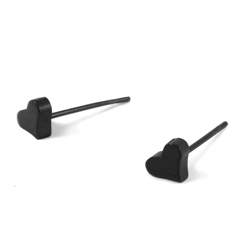 Bibi Fun Selection Series-Small Love Earrings/Black Stainless Steel Earrings - Earrings & Clip-ons - Stainless Steel Black