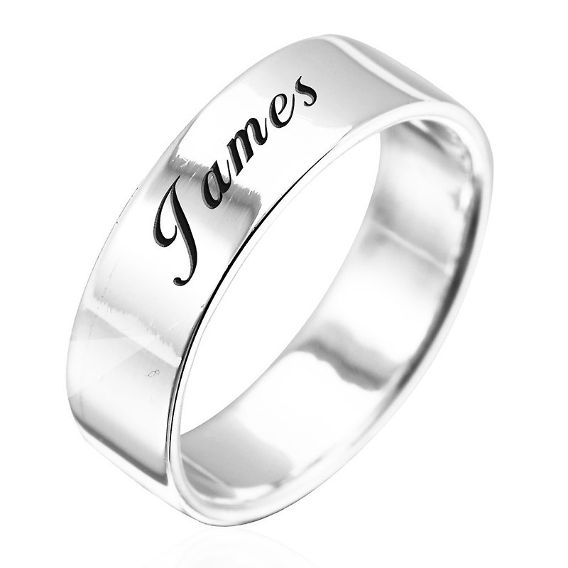 Engraved silver ring 8mm flat engraved name sterling silver ring - General Rings - Sterling Silver Silver