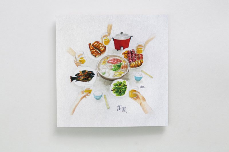 印傻子 賀歲賀卡 - 圍爐暖呼呼 by little149 - A006AB002 - 卡片/明信片 - 紙 
