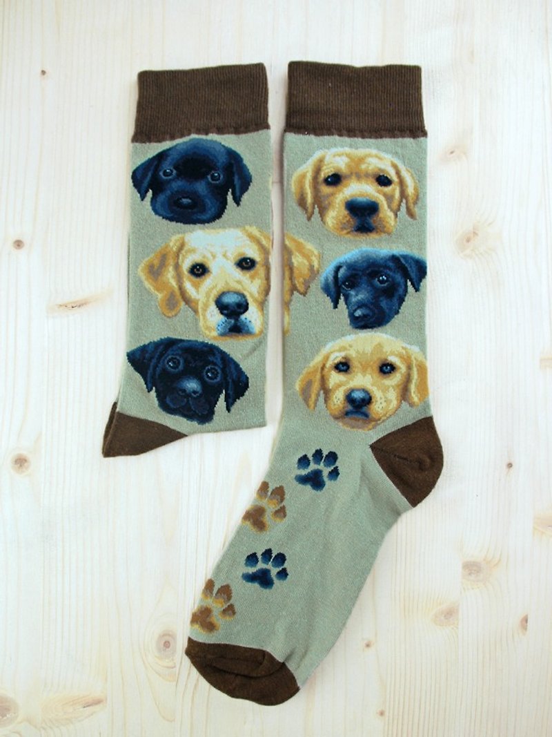 JHJ Design Canadian Brand High Color Knitted Cotton Socks Dog Series-Labrador Socks (Knitted Cotton Socks) - ถุงเท้า - วัสดุอื่นๆ สีนำ้ตาล