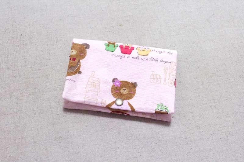 Multi-level coin purse-foundation bear flower shop - Coin Purses - Other Materials Pink