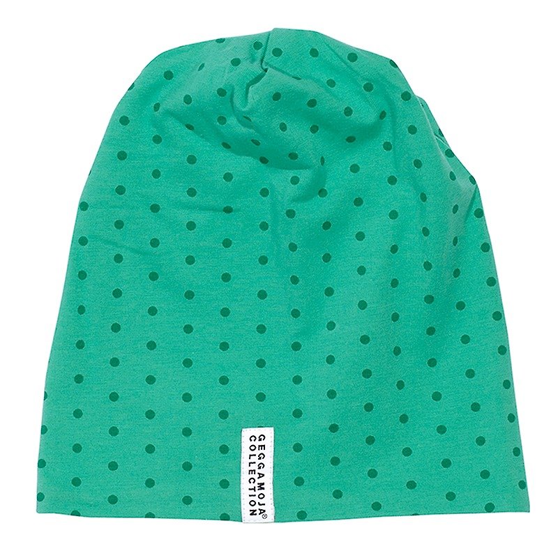 [Nordic children's clothing] Swedish organic cotton children's hats 1 to 2 years old with green dots - หมวกเด็ก - ผ้าฝ้าย/ผ้าลินิน สีเขียว