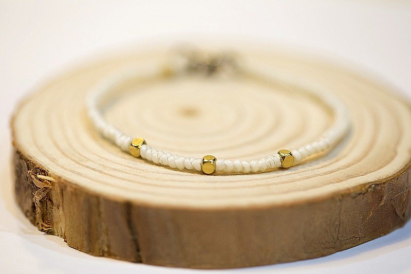 ░ Fresh, strong and gentle series // Woven Wax thread bracelet ░ - Bracelets - Waterproof Material White