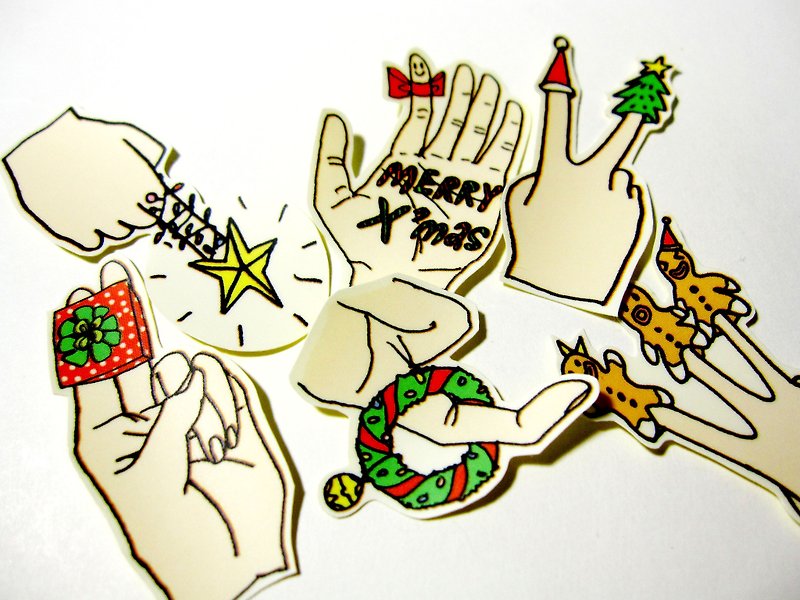 # 017 Christmas gifts in hand - สติกเกอร์ - พลาสติก หลากหลายสี