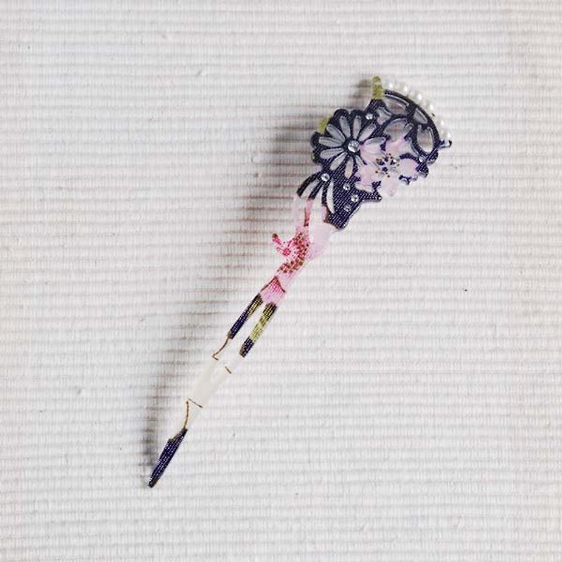 【MITHX】絢彩櫻,珍珠花彩髮簪,髮插-紫 - 髮夾/髮飾 - 塑膠 紫色