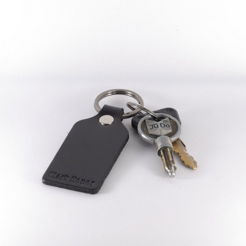 Key ring leather leather 寛 black - Keychains - Genuine Leather 