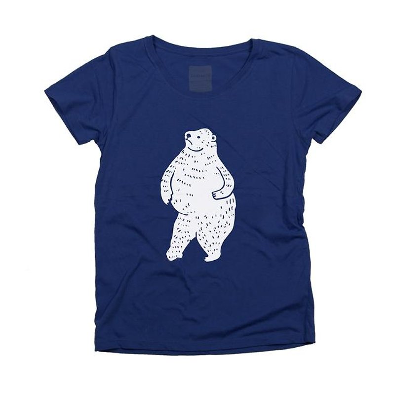 踊るしろくま  動物  アニマル  Tシャツ　レディースS〜XLサイズ　Tcollector - 女 T 恤 - 棉．麻 藍色