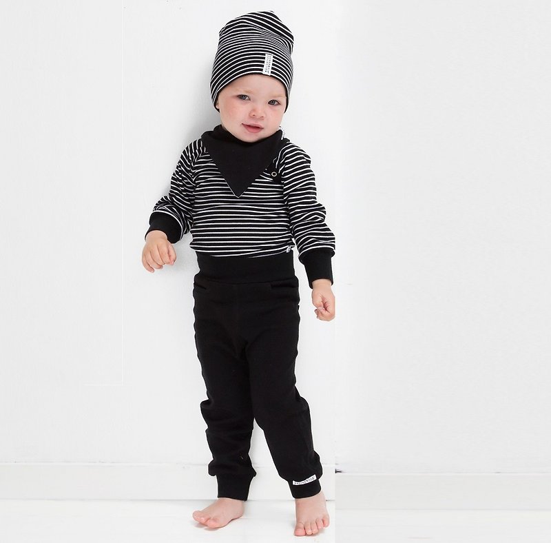 [Lovelybaby Nordic Children's Clothing] Swedish Organic Cotton Pants 6M to 3 Years Old Black - ชุดทั้งตัว - ผ้าฝ้าย/ผ้าลินิน 