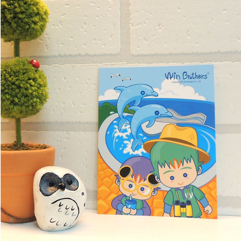 Eryun Brothers Postcard (Ocean Adventure) WinBrothers PosterCard-Ocean World - Cards & Postcards - Paper Blue