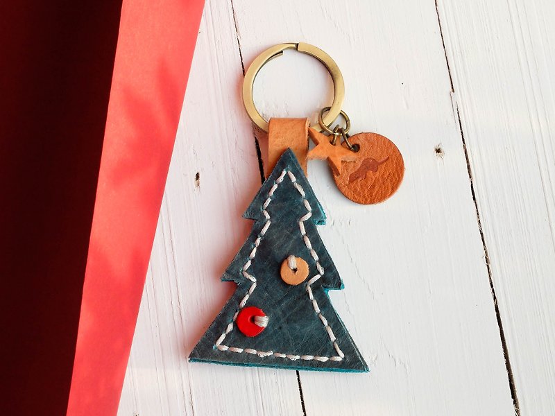 Christmas Tree Tag Keychains for Christmas - Keychains - Genuine Leather Multicolor