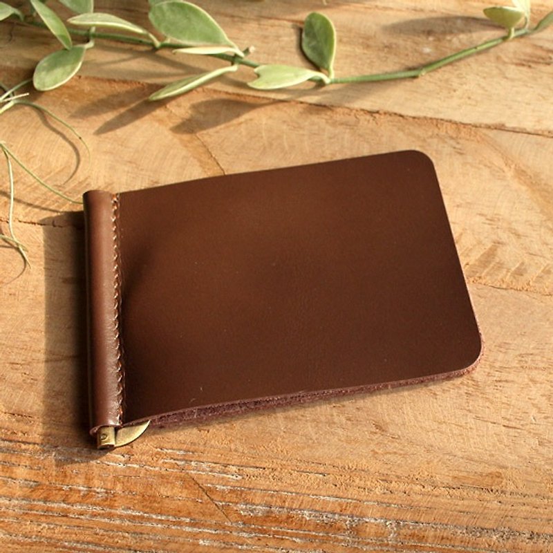 Money Clip - My - Brown / Short Wallet / Personalized / Engraved Name - Wallets - Genuine Leather 