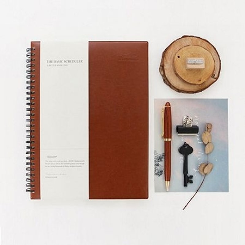 Dessin x Indigo-The basic week plan leather notepad - coffee brown, IDG00462 - สมุดบันทึก/สมุดปฏิทิน - ผ้าฝ้าย/ผ้าลินิน สีนำ้ตาล