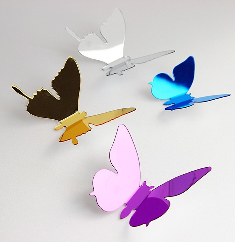 3D Crystal mirror Butterfly Acrylic Mirror 12pcs Wall Stickers Decoration - ตกแต่งผนัง - พลาสติก สีดำ