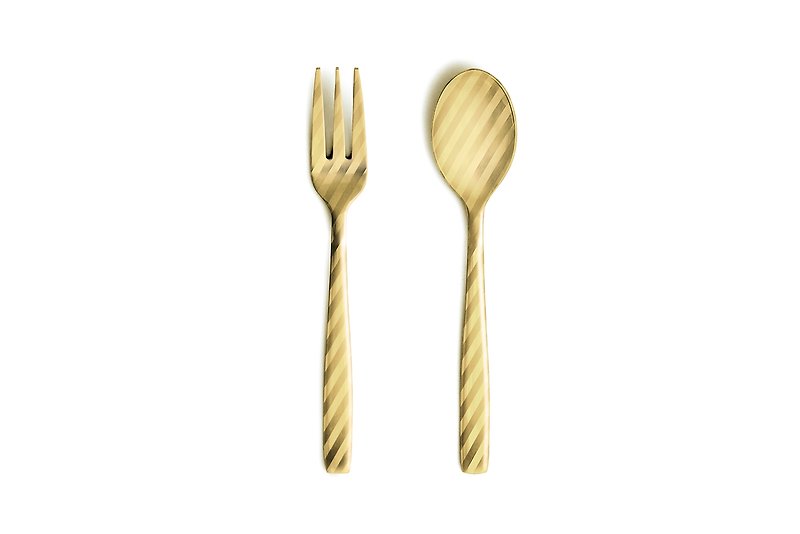 Perrocaliente 斜紋 點心餐具組 / 金色 - 餐具/刀叉湯匙 - 其他金屬 金色