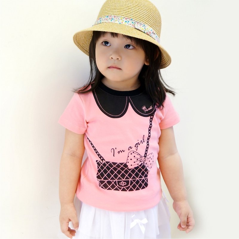 PUREST small sachet short-sleeved T-shirt top [100% made in Taiwan] pink - Tops & T-Shirts - Cotton & Hemp Pink