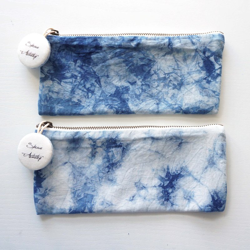 S.A x Sky, Indigo dyed Handmade Pencil Case - Pencil Cases - Cotton & Hemp Blue