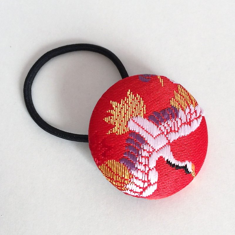 Hair elastic with Japanese Traditional Pattern, Kimono (Large) [Brocade] - Hair Accessories - Other Materials Red