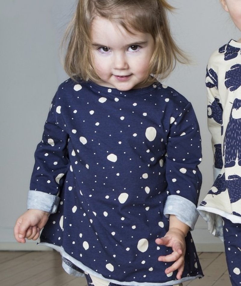 2014 autumn and winter koolabah full version white dotted organic cotton round neck long top - Other - Cotton & Hemp Blue