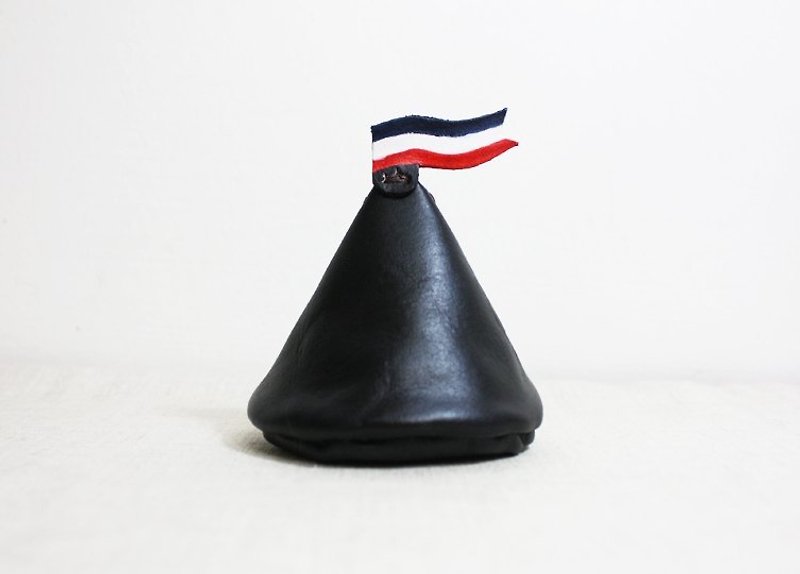 私の山のコインポーチ - フランス国旗（黒） - 小銭入れ - 革 ブラック