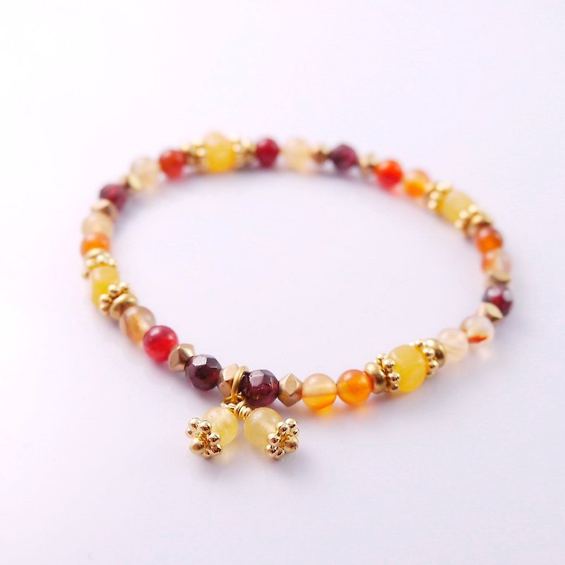 [] ColorDay bright autumn season ~ + garnet + topaz agate bracelet - สร้อยข้อมือ - เครื่องเพชรพลอย หลากหลายสี