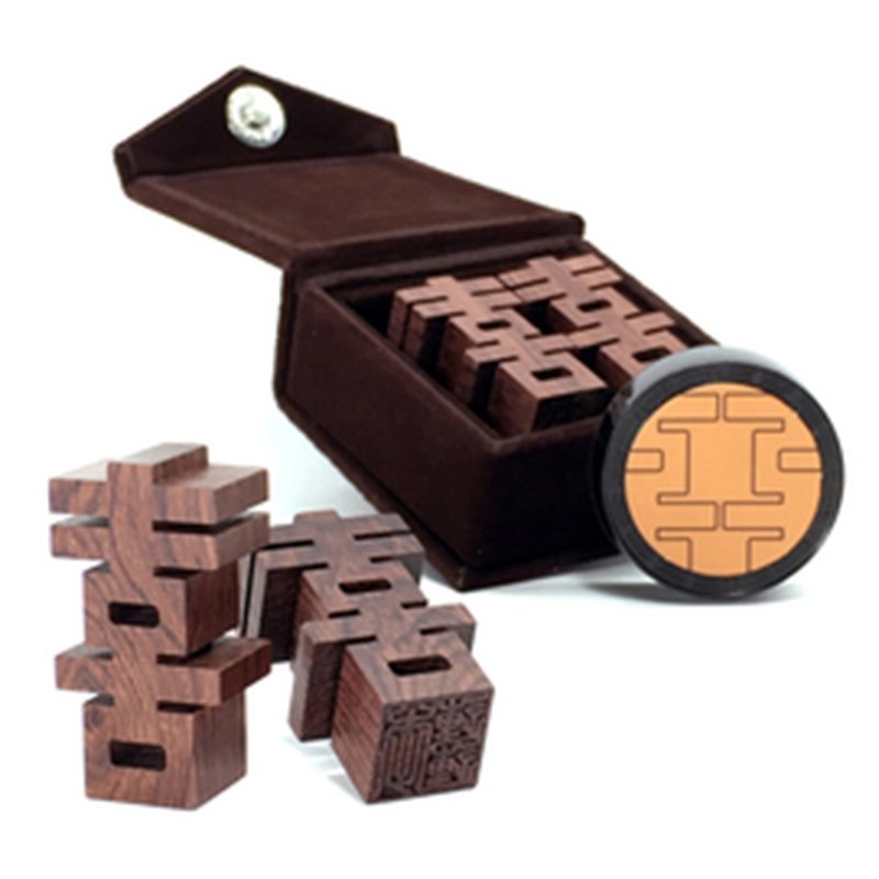 [Wanmu Silver] B-1 rosewood + velvet box (five-point seal)/囍stamp/marriage registration/gift - Stamps & Stamp Pads - Wood Brown