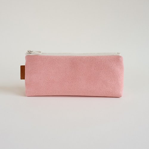 makotohon 手工製作粉紅棉花糖麂皮布料筆袋