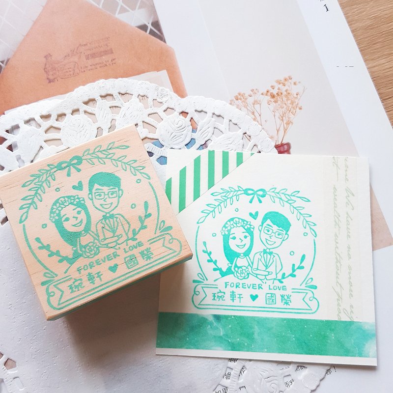 Handmade Rubber Stamp-Promise Wedding Stamp under the Laurel Tree 6X6cm - Wedding Invitations - Rubber Green