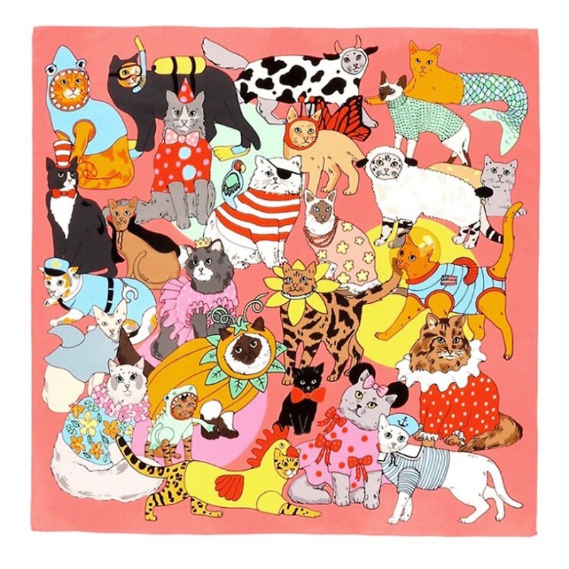 貓咪的化裝舞會絲巾 | Karen Mabon - 絲巾 - 絲．絹 多色
