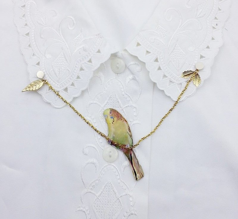 [Lost and find] a tree Bird Scarf Buckle - เข็มกลัด - โลหะ สีเขียว