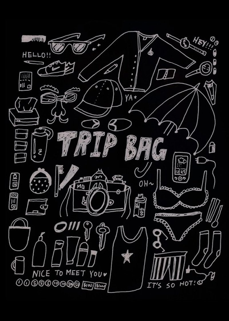 TRIP BAG /Magai's postcard - カード・はがき - 紙 ブラック